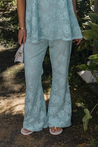 Pantalón flare de encaje - Azul claro