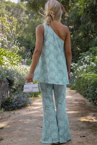 Pantalón flare de encaje - Azul claro