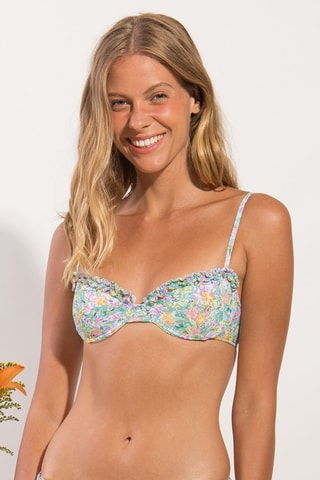 Parte de cima de biquíni de folhos Tiny - Azul-celeste