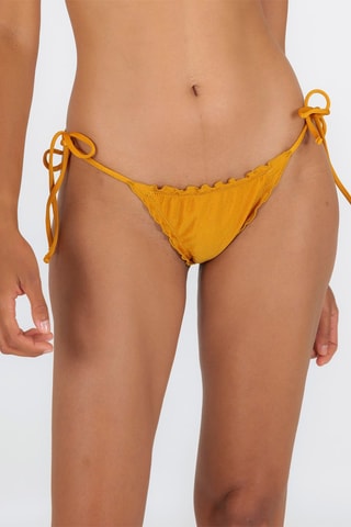 Parte de baixo de biquíni com folhos Damasco - Dourado