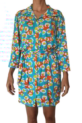 Vestido-camisa Dubai - Azul e laranja