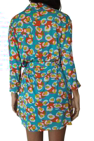 Vestido-camisa Dubai - Azul e laranja