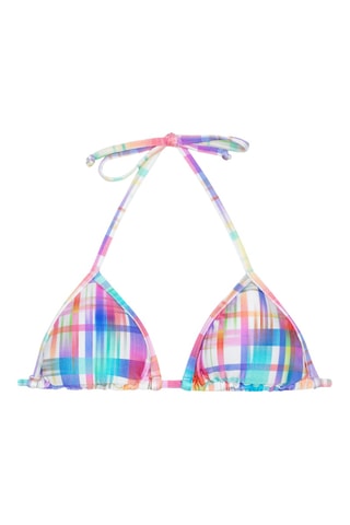 Parte de cima do biquíni Plaid - Branco e violeta