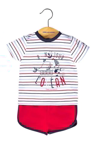 Camiseta y short Ziani - Blanco, rojo y azul