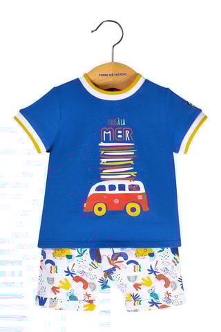 Camiseta y short Lubarou - Blanco, azul y amarillo