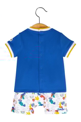 Camiseta y short Lubarou - Blanco, azul y amarillo