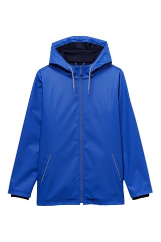 Impermeable con capucha - Blanco y azul
