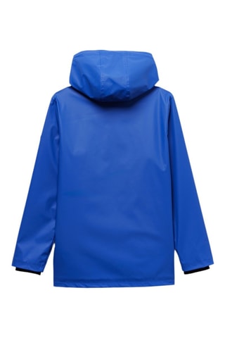 Impermeable con capucha - Blanco y azul
