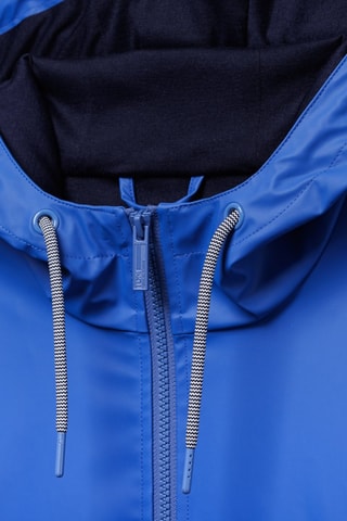 Impermeable con capucha - Blanco y azul