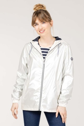Cortavientos con capucha - Blanco y azul