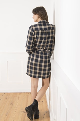 Vestido camisero - Beige y azul