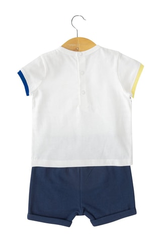Camiseta y short - Blanco, azul y amarillo