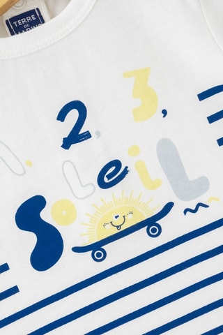 Camiseta y short - Blanco, azul y amarillo