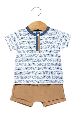 Camiseta y short - Blanco y marrón