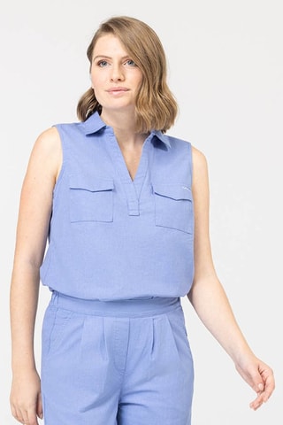 Blusa de lino - Azul
