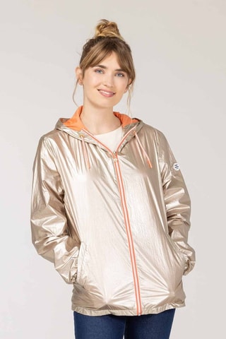 Cortavientos con capucha - Blanco y naranja