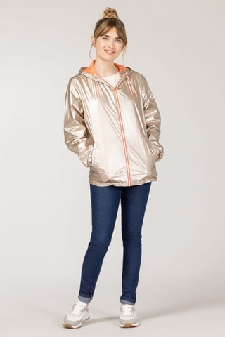 Cortavientos con capucha - Blanco y naranja