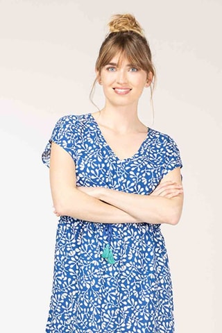 Vestido Dte - Blanco, azul y verde