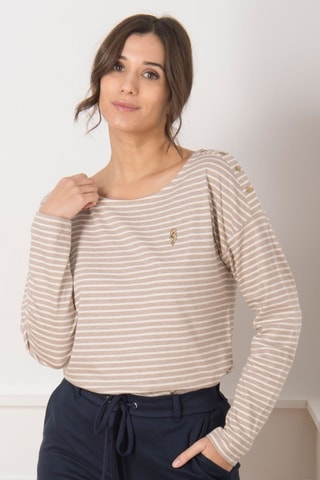 Camiseta - Beige y blanco