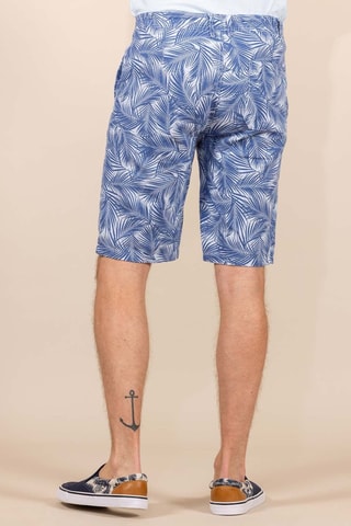 Bermudas de lino - Blanco y azul