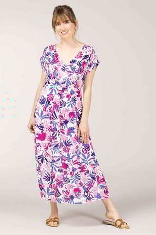 Vestido largo - Blanco, violeta y rosa