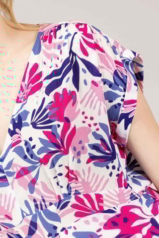 Vestido largo - Blanco, violeta y rosa