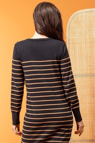 Vestido jersey - Negro y marrón