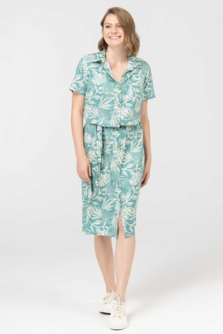 Vestido camisero - Blanco y verde