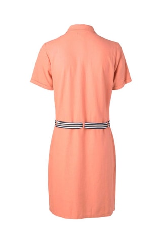 Vestido camisero de lino - Blanco, negro y rosa