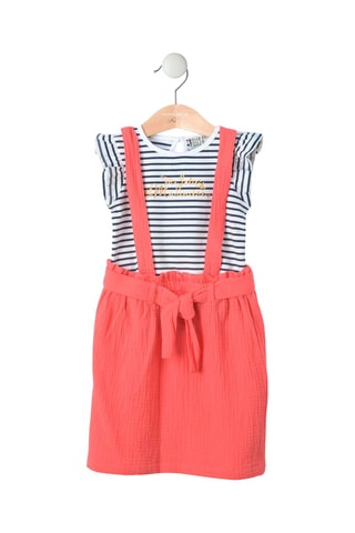 Camiseta y falda Ewoui - Blanco, rojo y azul