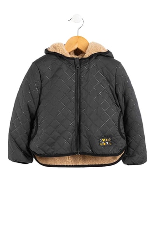 Chaqueta con capucha - Negro y beige