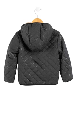 Chaqueta con capucha - Negro y beige