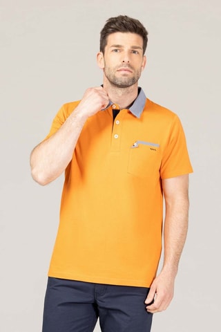 Polo - Blanco, naranja y gris