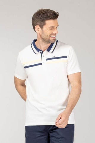 Polo - Blanco, azul y amarillo