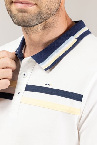 Polo - Blanco, azul y amarillo