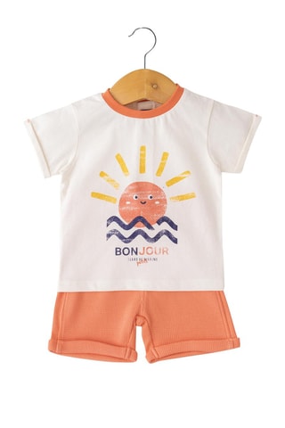 Camiseta y short - Blanco, azul y amarillo