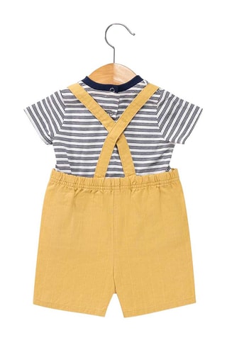 Peto corto y camiseta - Blanco, azul y amarillo