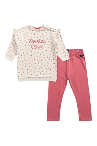 Sudadera y leggings - Blanco, amarillo y rosa