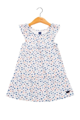 Vestido - Blanco, azul y naranja