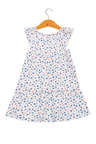 Vestido - Blanco, azul y naranja