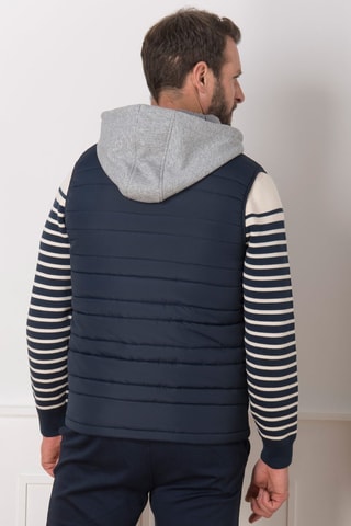 Chaleco con capucha - Blanco y azul