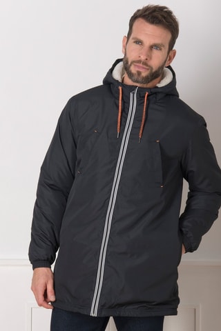 Cortavientos con capucha - Negro, marrón y gris