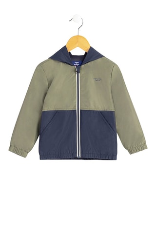 Cortavientos con capucha - Blanco y azul