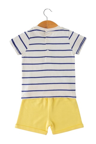 Camiseta y short - Blanco, azul y amarillo