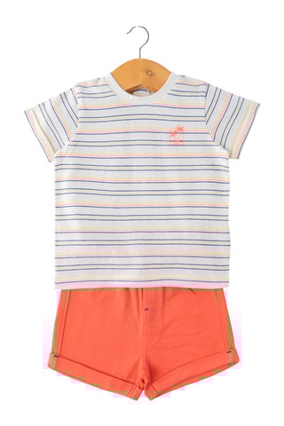 Camiseta y short - Blanco, azul y amarillo