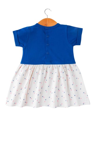 Vestido y cinta para el pelo - Blanco, azul y rosa