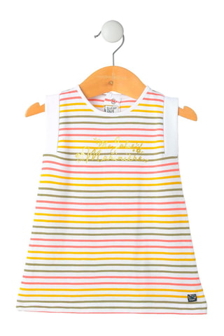 Vestido Elassia BB - Blanco, amarillo y rosa