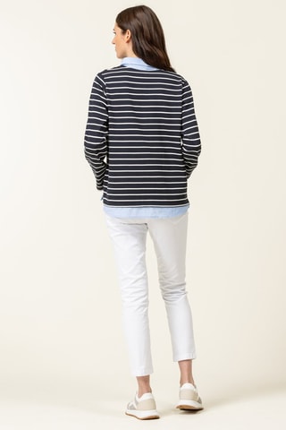 Blusa efecto doble prenda - Blanco y azul