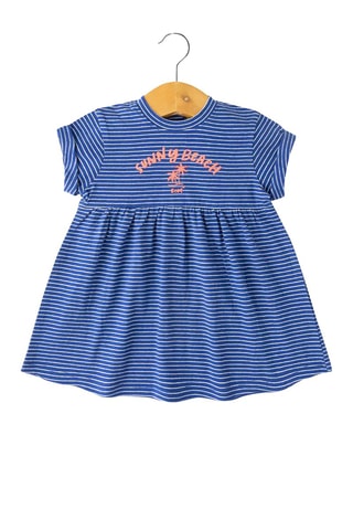 Vestido - Blanco, azul y naranja