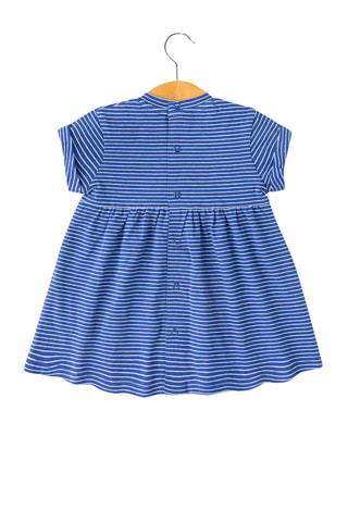 Vestido - Blanco, azul y naranja